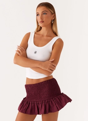 Soft and Cozy UltraSoftLining Darlee Shirred Mini Skirt - Mulberry
