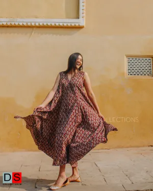 Sleeveless Daboo Printed Long Dress
