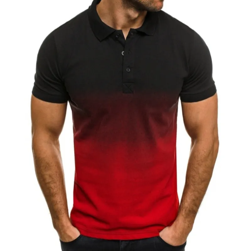 Slim-fit Gradient Print Short-Sleeved T-Shirt - GlamzLife