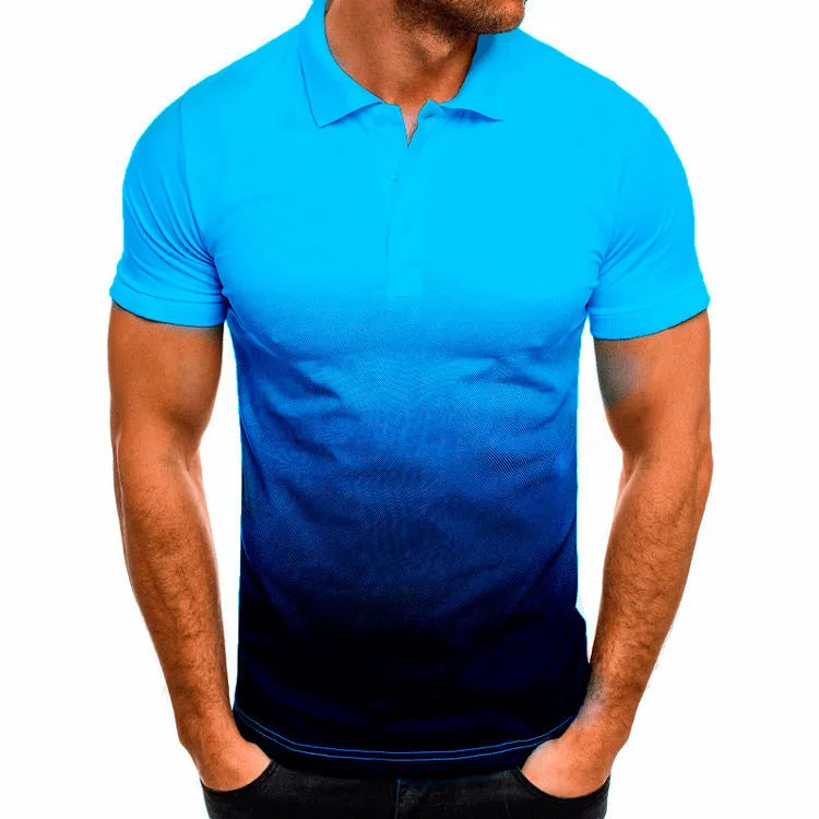 Slim-fit Gradient Print Short-Sleeved T-Shirt - GlamzLife