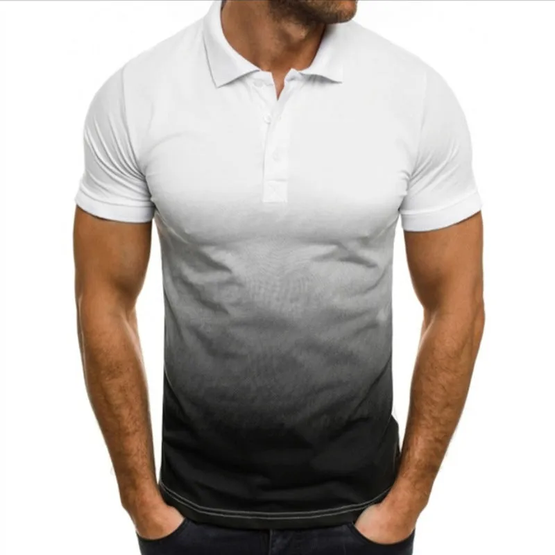 Slim-fit Gradient Print Short-Sleeved T-Shirt - GlamzLife