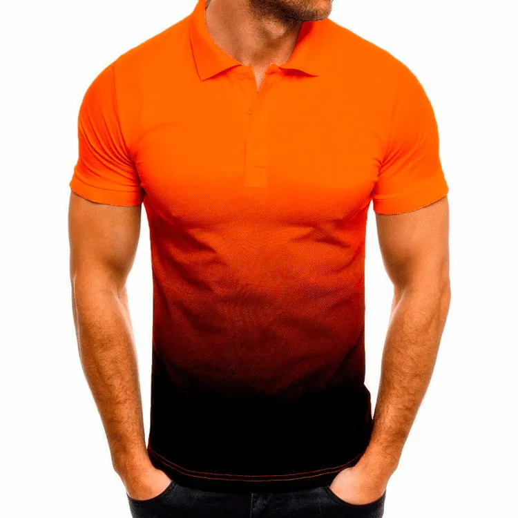 Slim-fit Gradient Print Short-Sleeved T-Shirt - GlamzLife