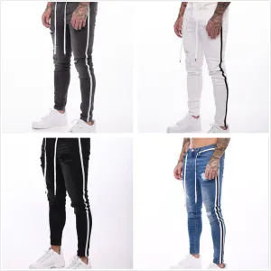 Slim-fit ripped lace-up jeans