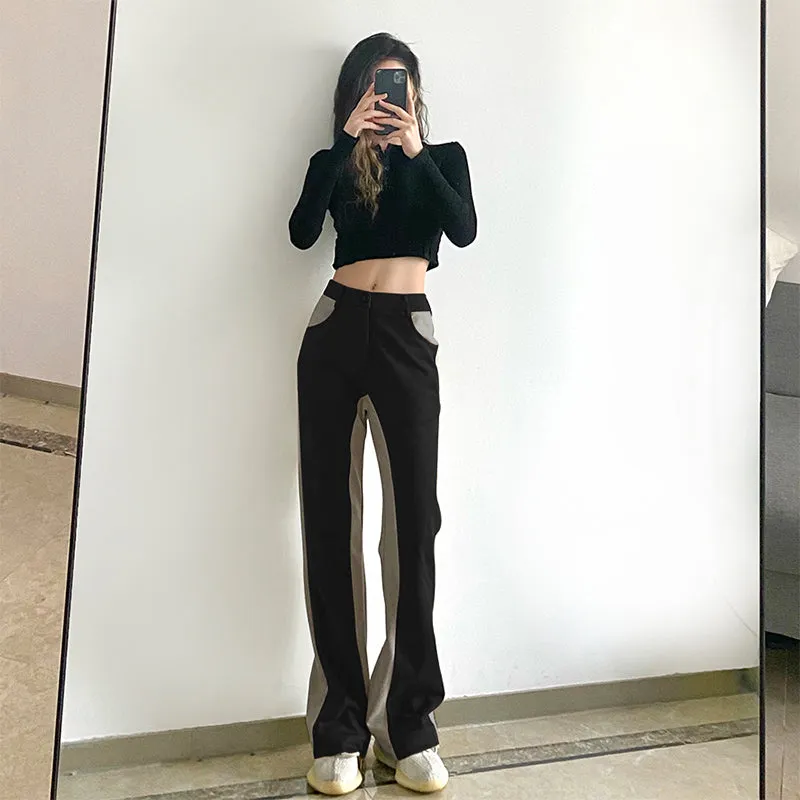 Slim Look Design Y2k Straight Leg Pants Hot