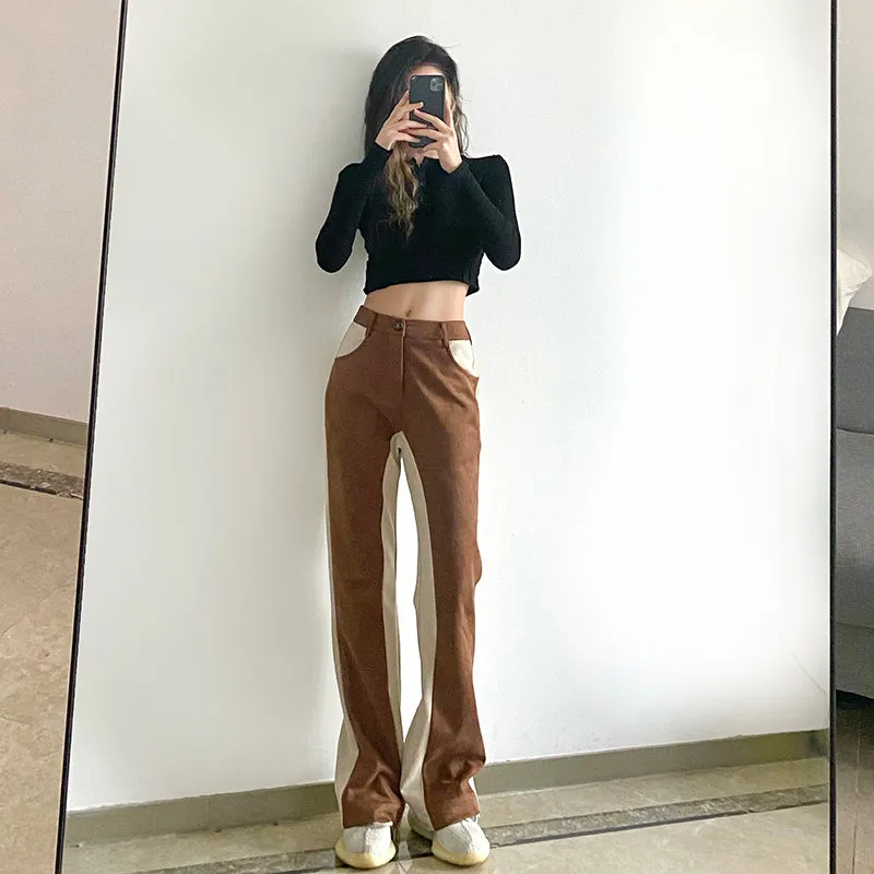 Slim Look Design Y2k Straight Leg Pants Hot