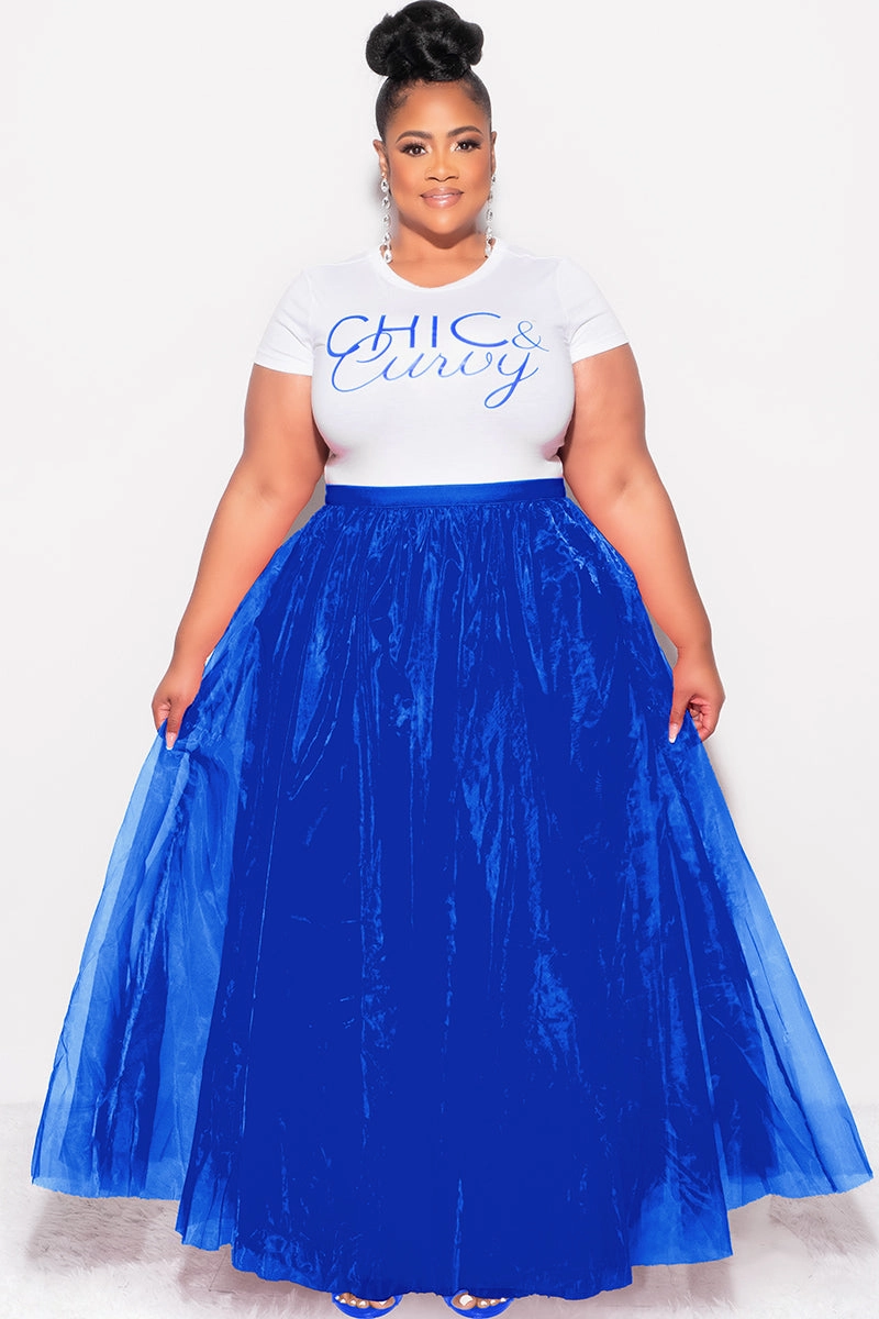 Final Sale Plus Size Maxi Tulle Tutu Skirt in Royal Blue (SKIRT ONLY) Slim Stretch Flexible Leg