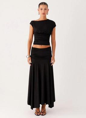 Liana Asymmetrical Top - Black Soft Touch Texture City Ready