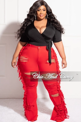 quick dry Smooth Finish Final Sale Plus Size Faux Wrap Bodysuit in Black