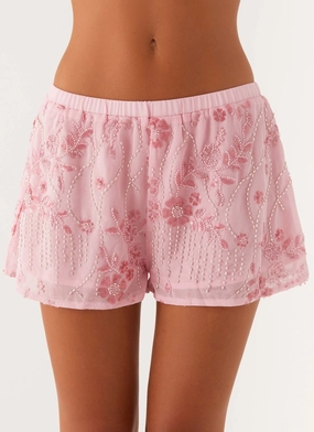 Mercer Sequin Mini Shorts - Pink Chill Comfort Fit