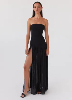 Eden Strapless Maxi Dress - Black Dreamy Texture Elegance Glow