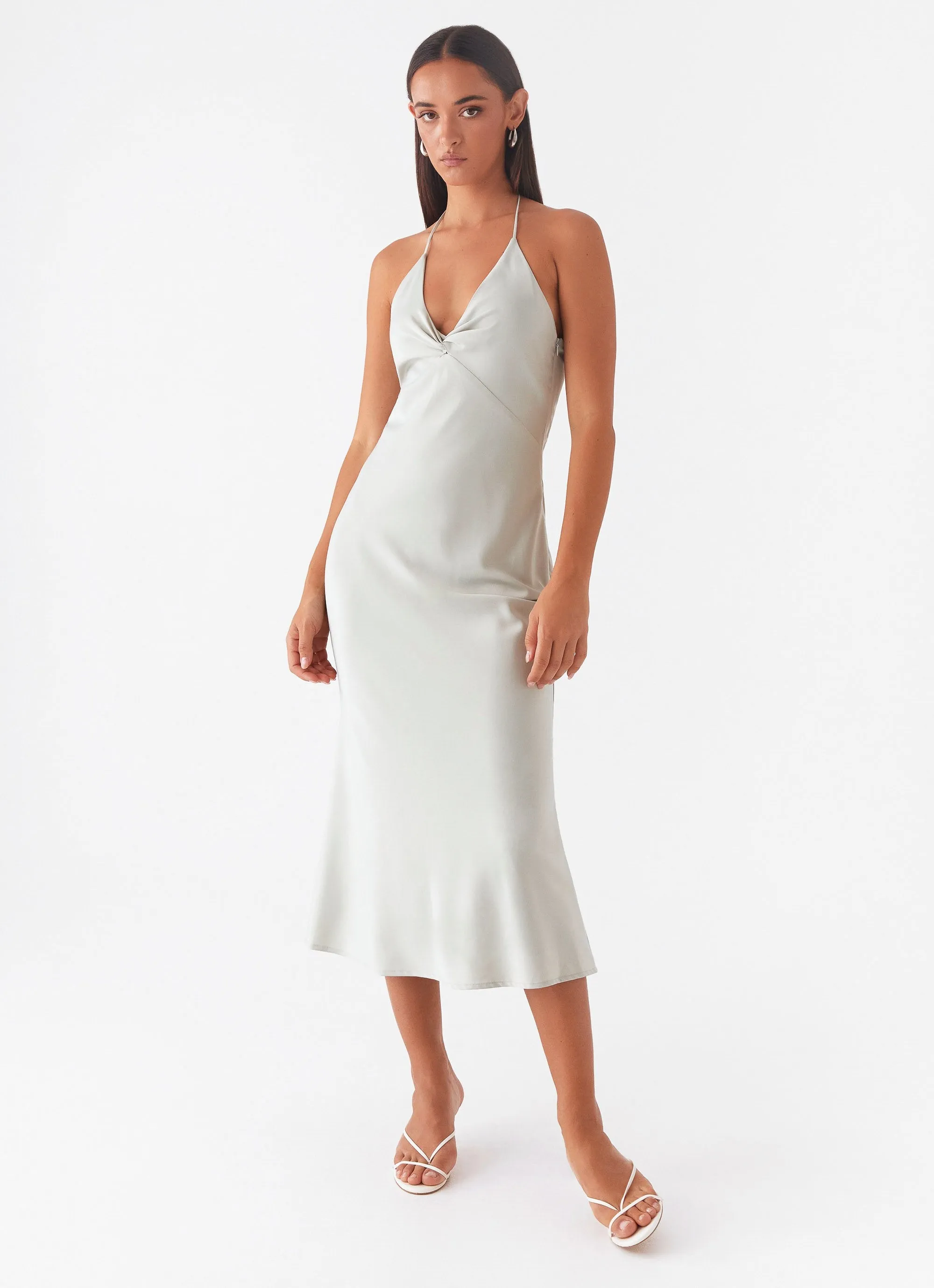 Soft Layers Light Volume High Note Midi Dress - Sage