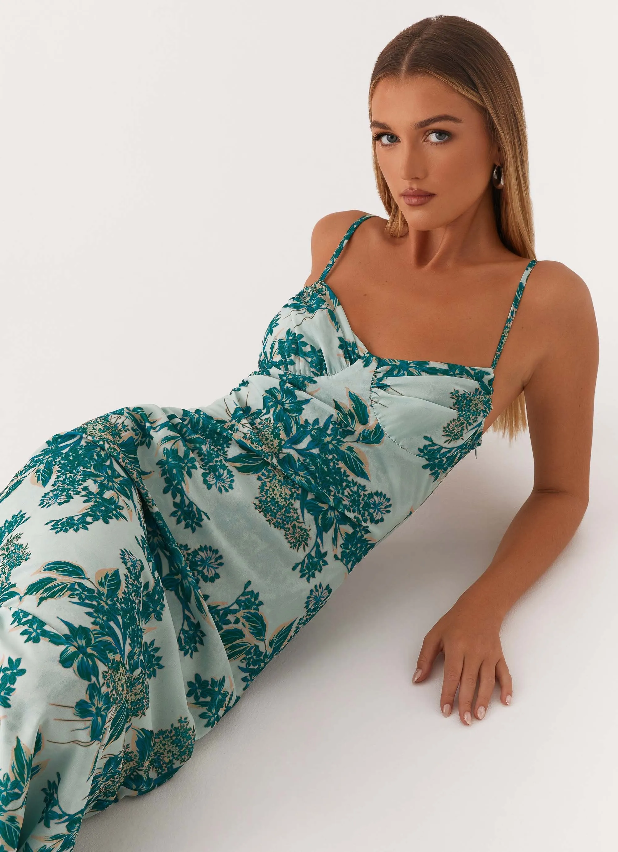Natural Wrap Elegant Detail Love Song Midi Dress - Cloud Nine Floral