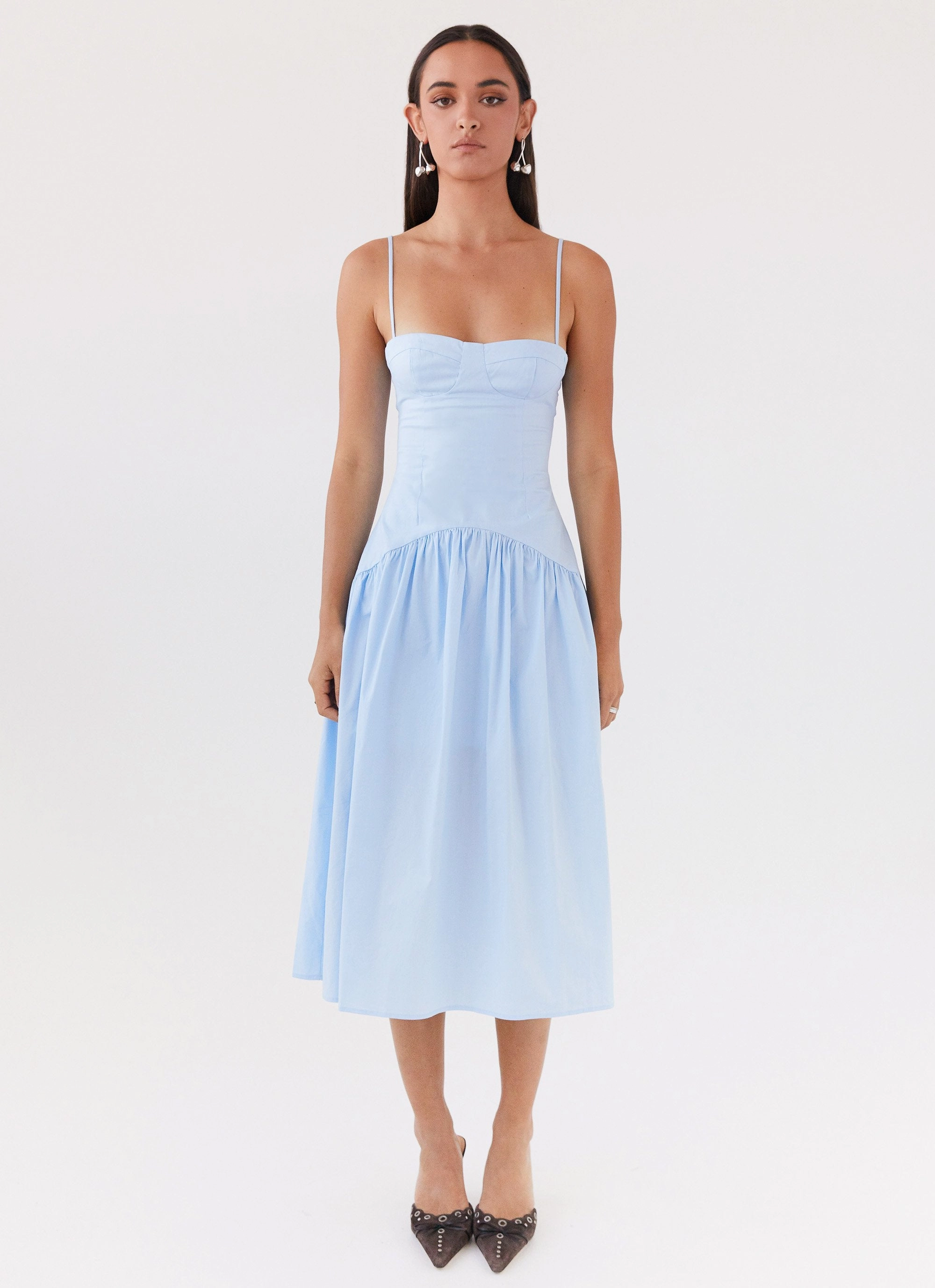 Clean Style Yvette Corset Midi Dress - Blue