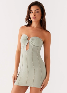 Romantic Soft Love Affair Mini Dress - Sage