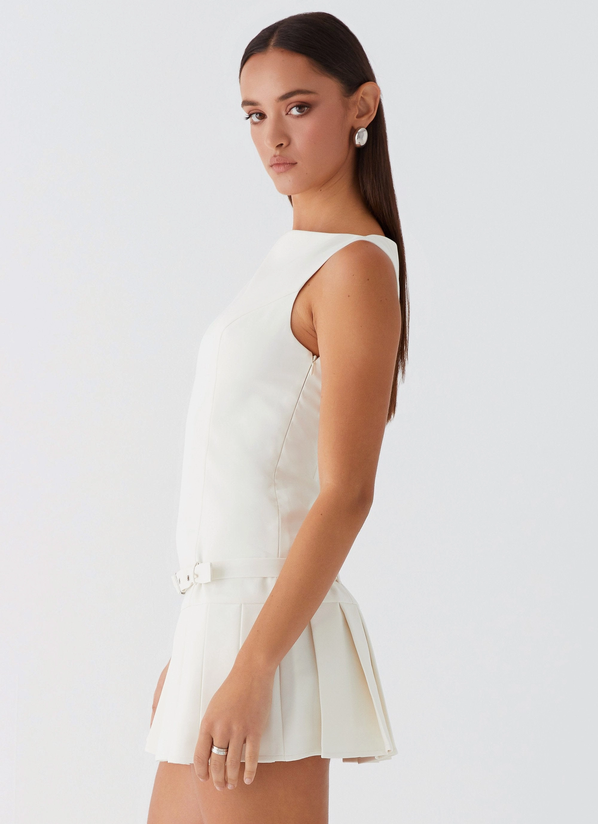 No More Excuses Belt Mini Dress - Ivory Charming Fit
