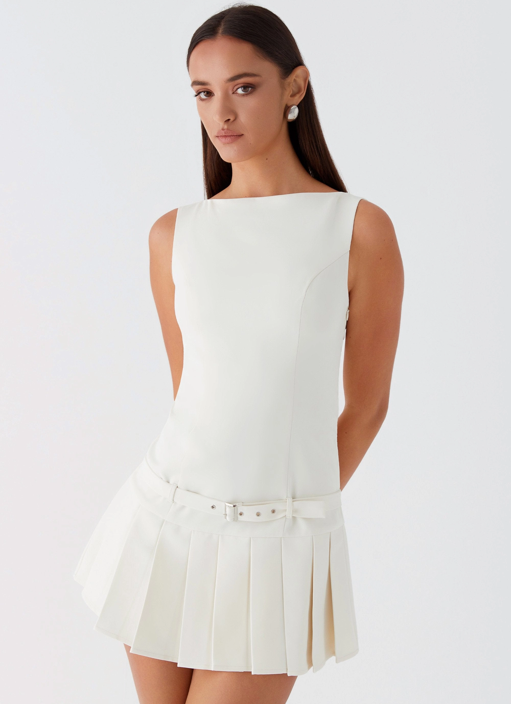 FlatlockSeam No More Excuses Belt Mini Dress - Ivory