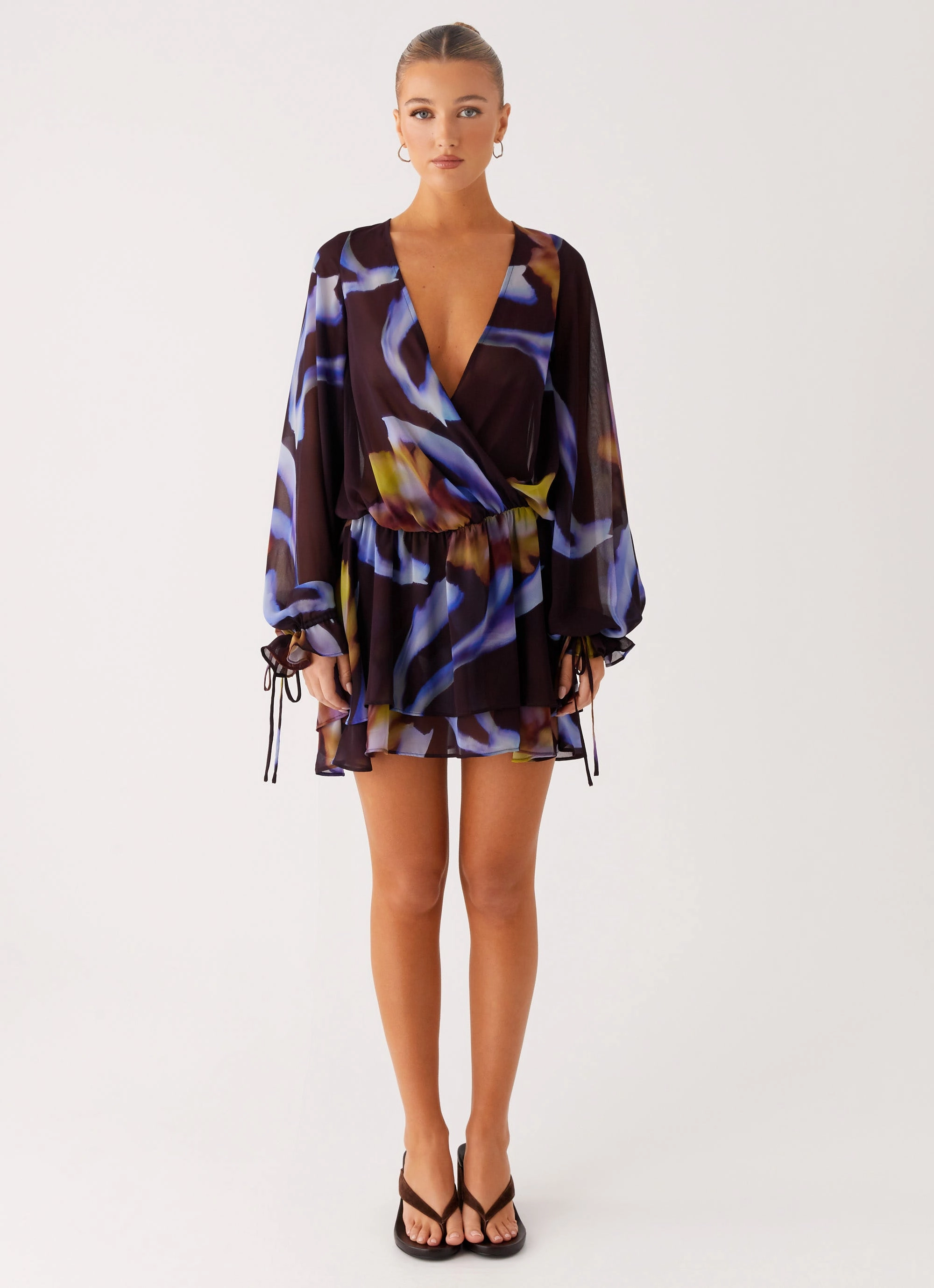 Passion Long Sleeve Mini Dress - Dark Floral Comfort Layer