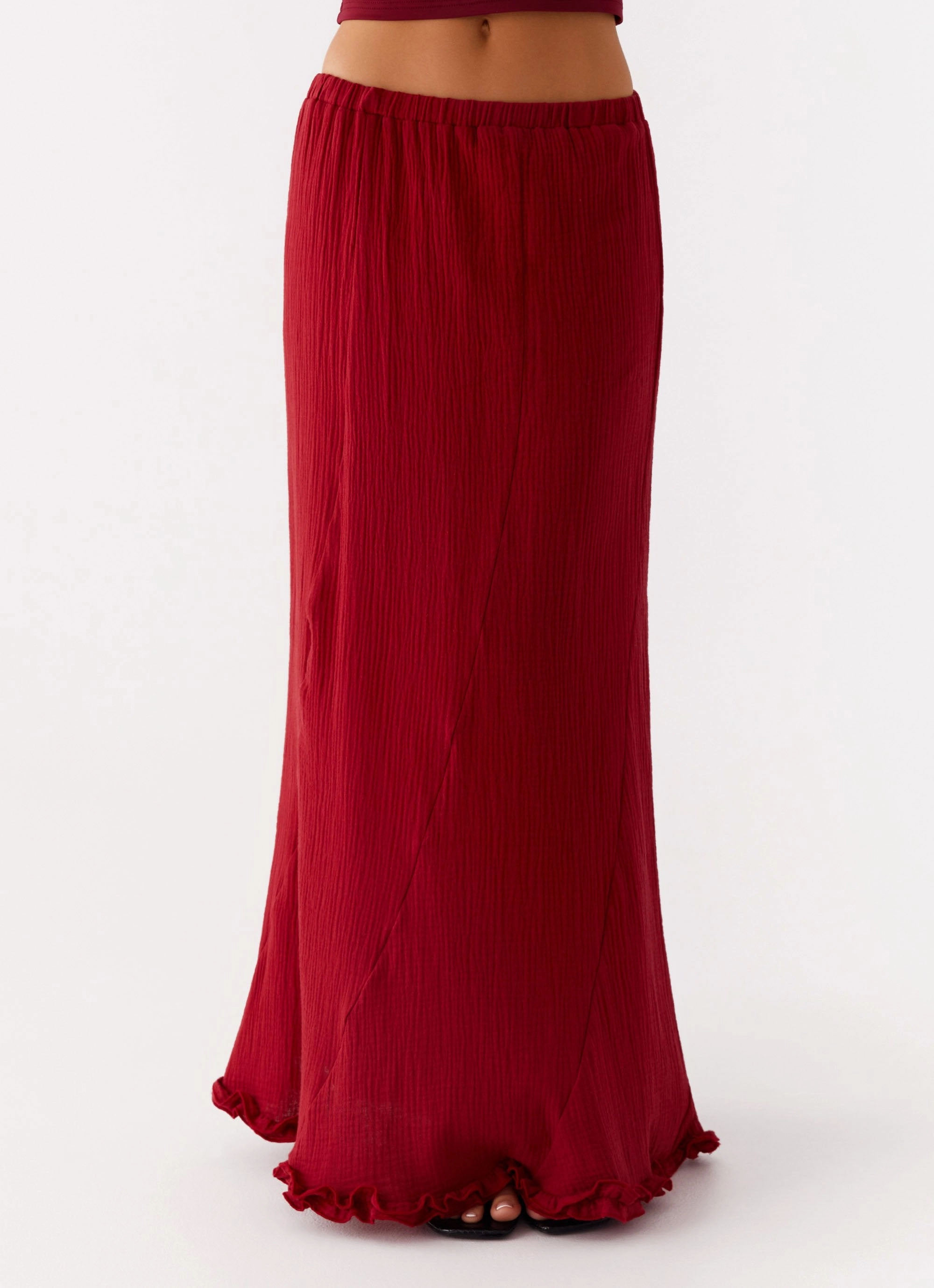 Core Basic WrinkleFreeFinish Chamberlain Maxi Skirt - Rhubarb