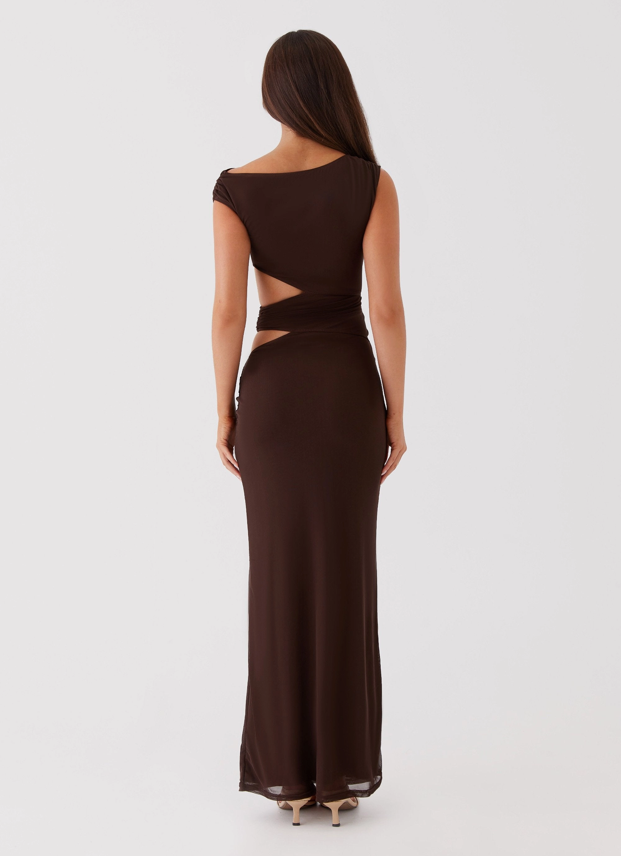 Bold Style Margot One Shoulder Maxi Dress - Chocolate