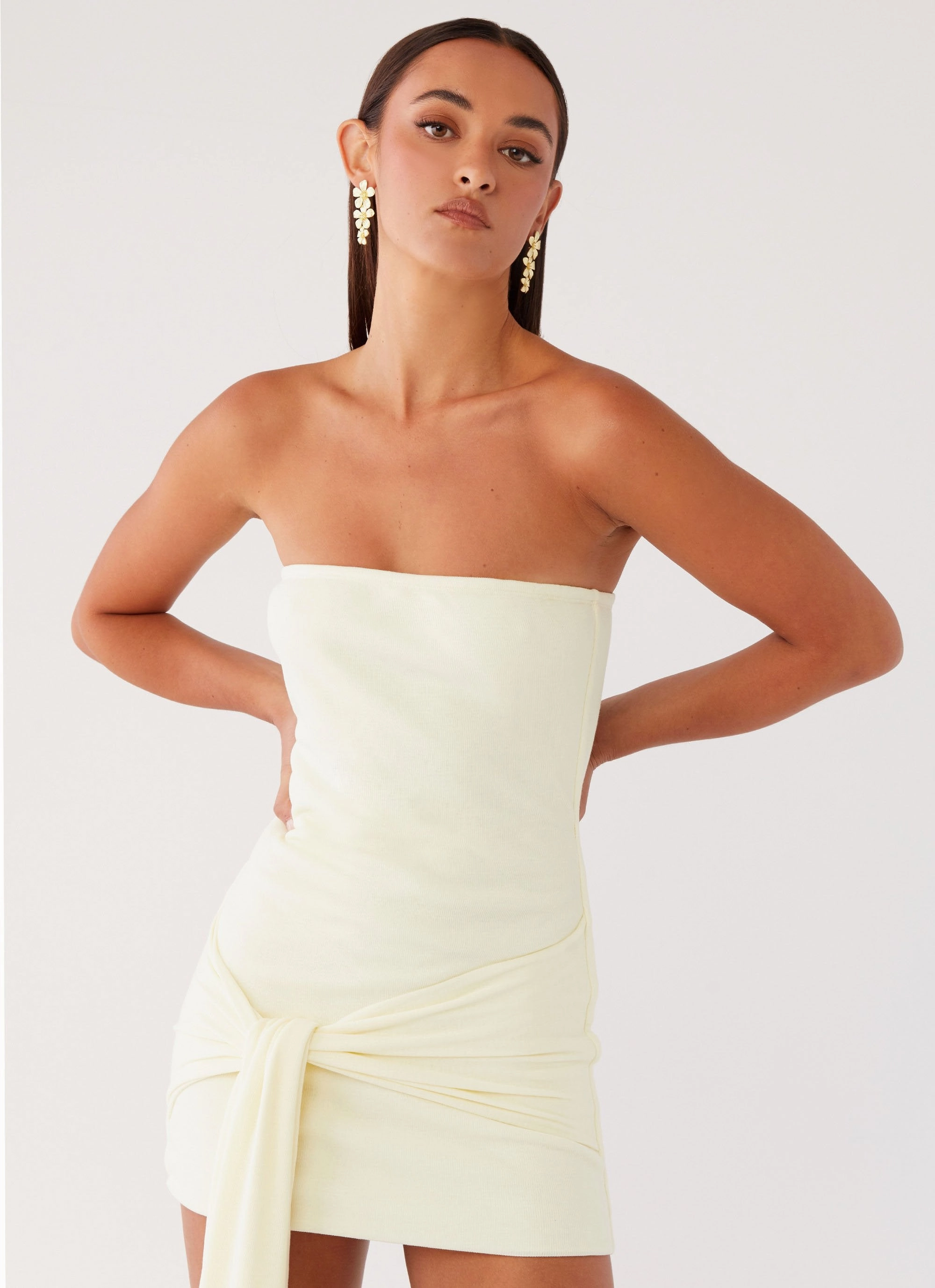 Daily Mood Eternal Gaze Strapless Wrap Mini Dress - Ivory