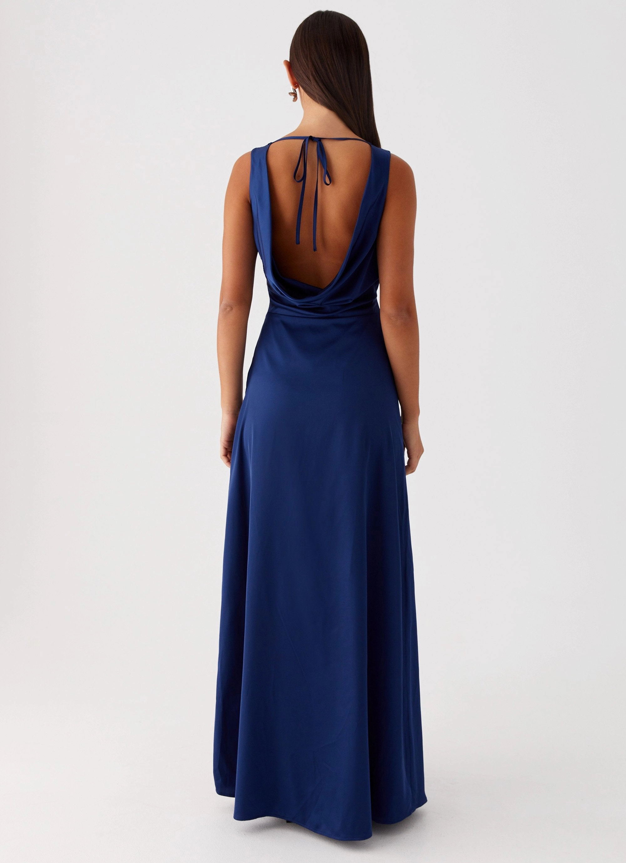 Winnie Cowl Back Maxi Dress - Navy Vibrant Tone Soft Curve