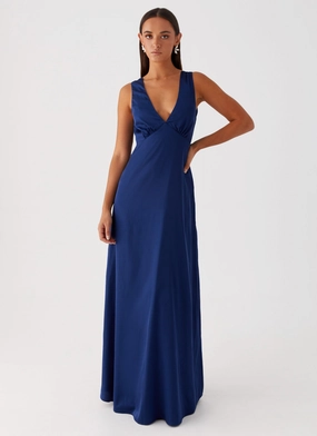 Leg-Lengthening Smart and Stylish Winnie Cowl Back Maxi Dress - Navy