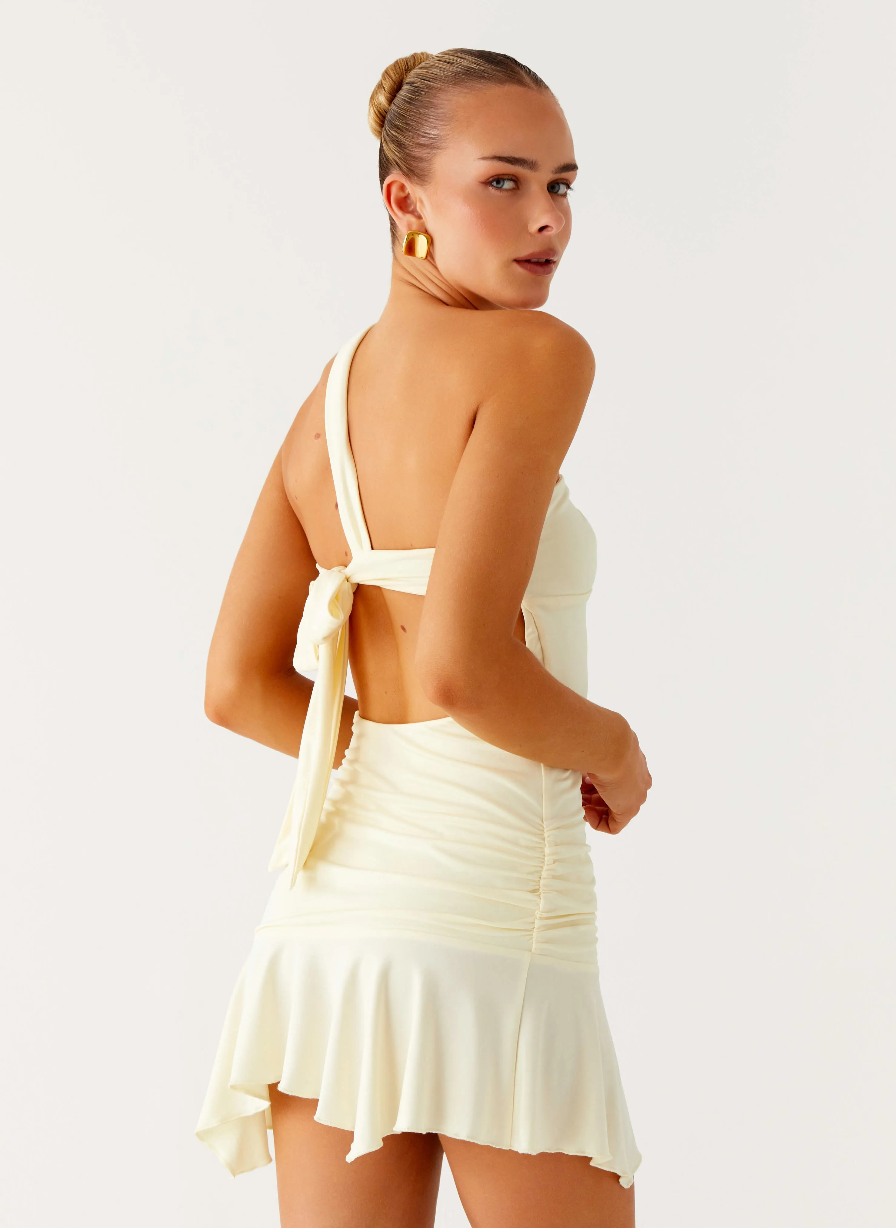 Evening Event Not Your Fan Cut Out Mini Dress - Yellow
