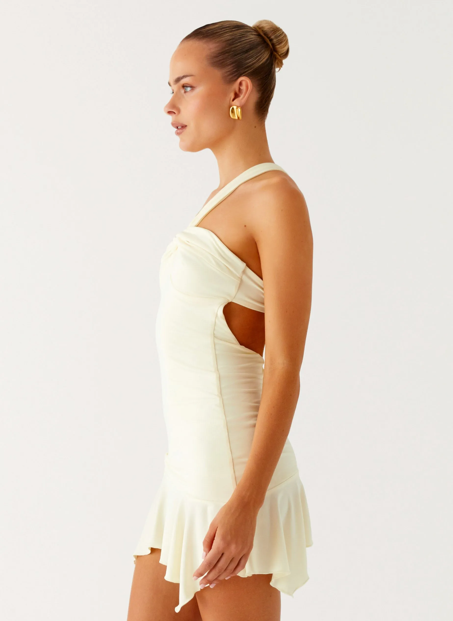 Elegant Appearance Date Nightwear Not Your Fan Cut Out Mini Dress - Yellow