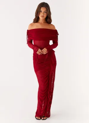Calm Tone Teala Mesh Maxi Dress - Red
