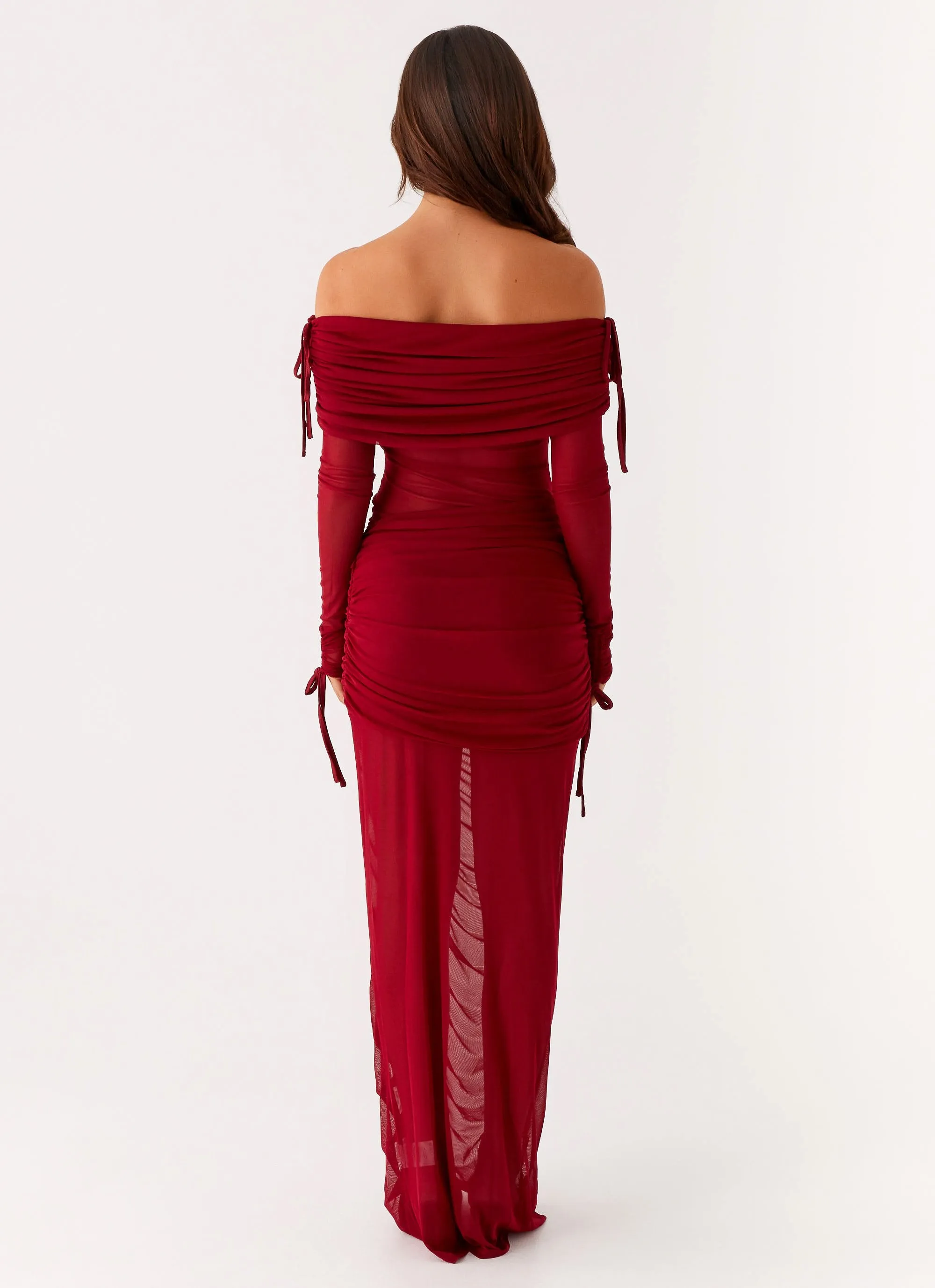 Spring Flow Comfort Layer Wear Teala Mesh Maxi Dress - Red