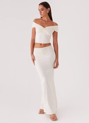 Trixie Maxi Skirt - Ivory Slim Fit Wear