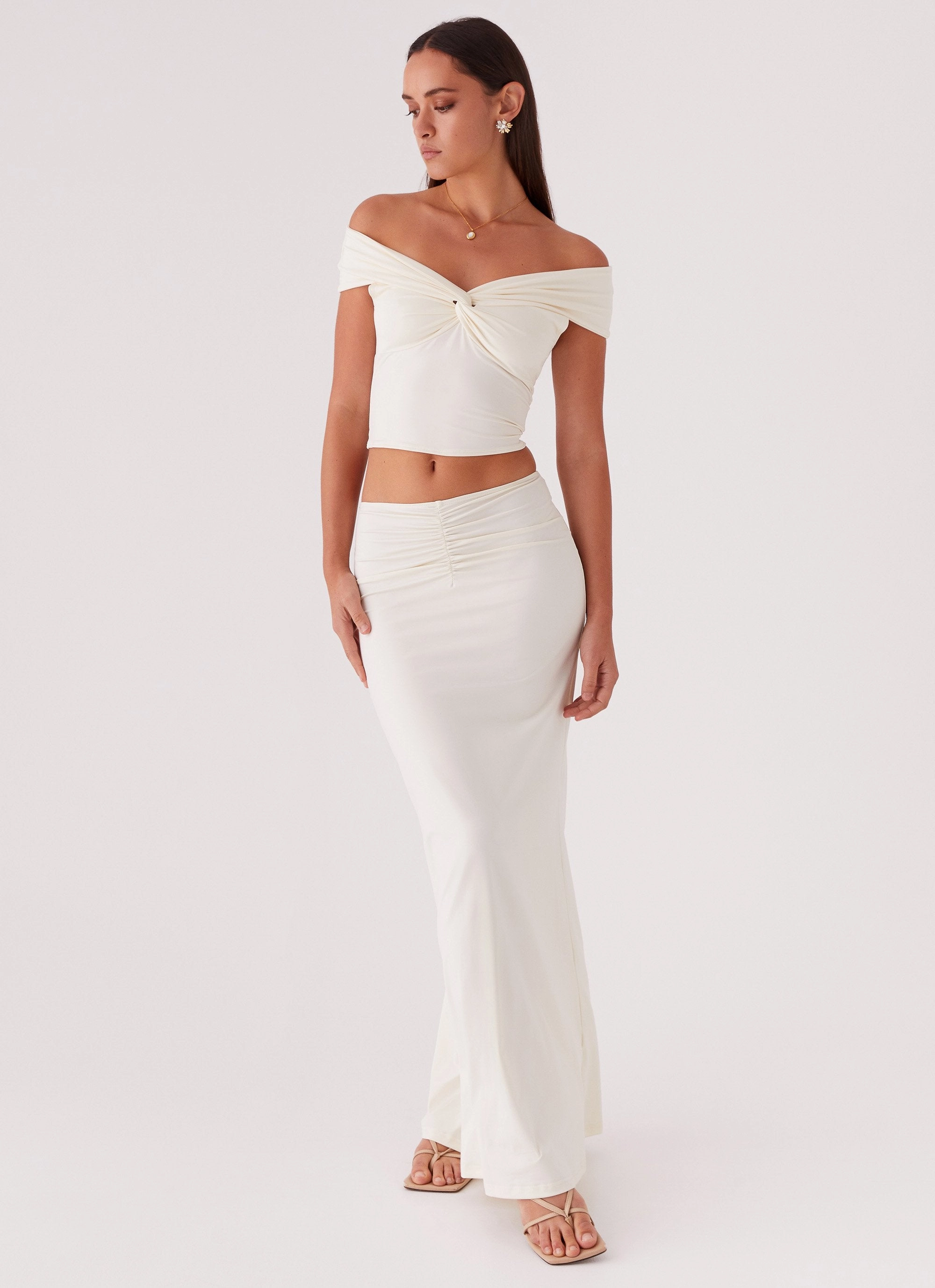 Trixie Maxi Skirt - Ivory Slim Fit Wear