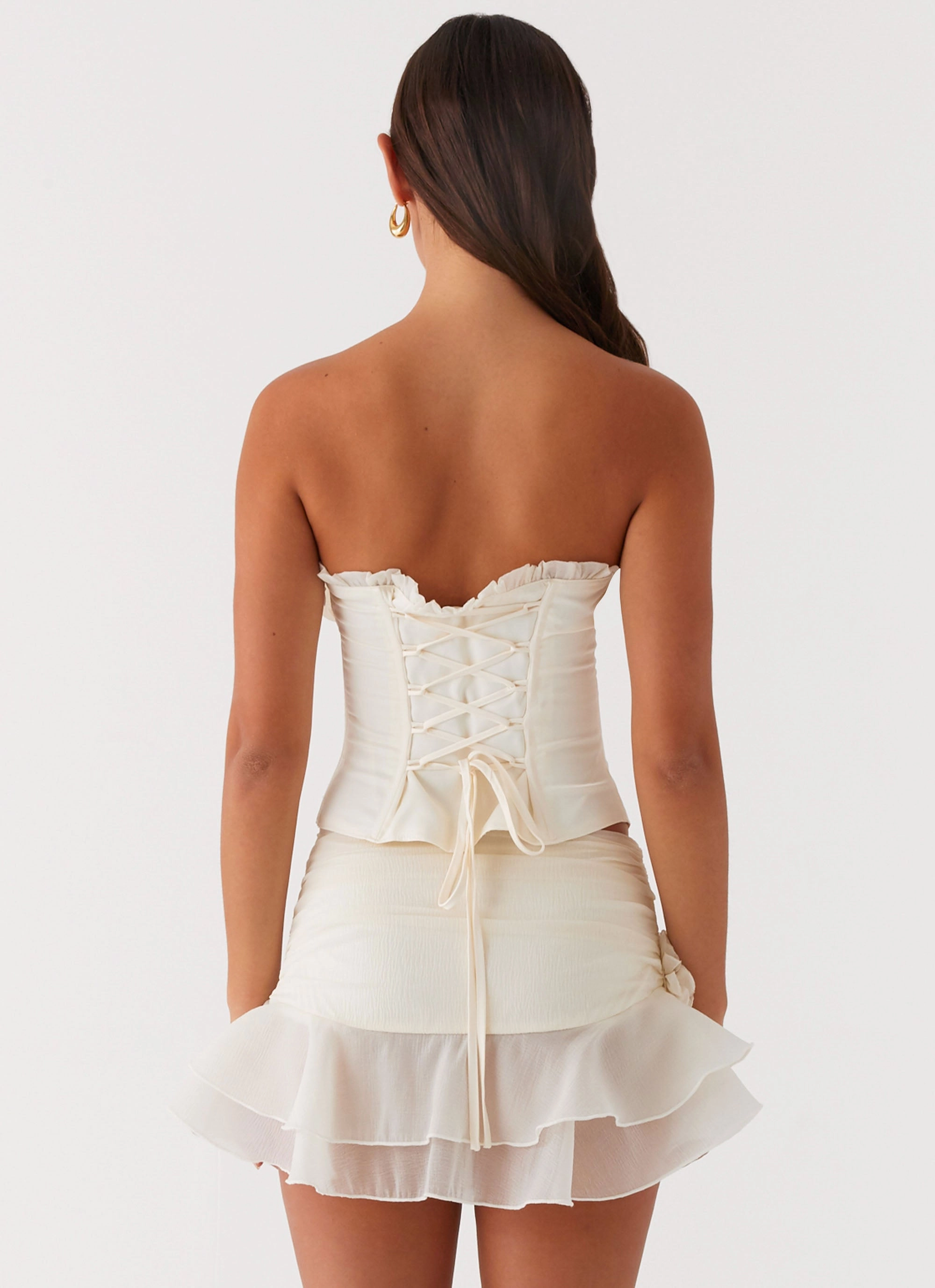 HighStrength Threadwork Ventilated Mesh Panels Call Me Never Strapless Corset Top - Ivory