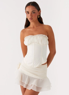 All-Purpose Wear High Visibility Trim Call Me Never Strapless Corset Top - Ivory