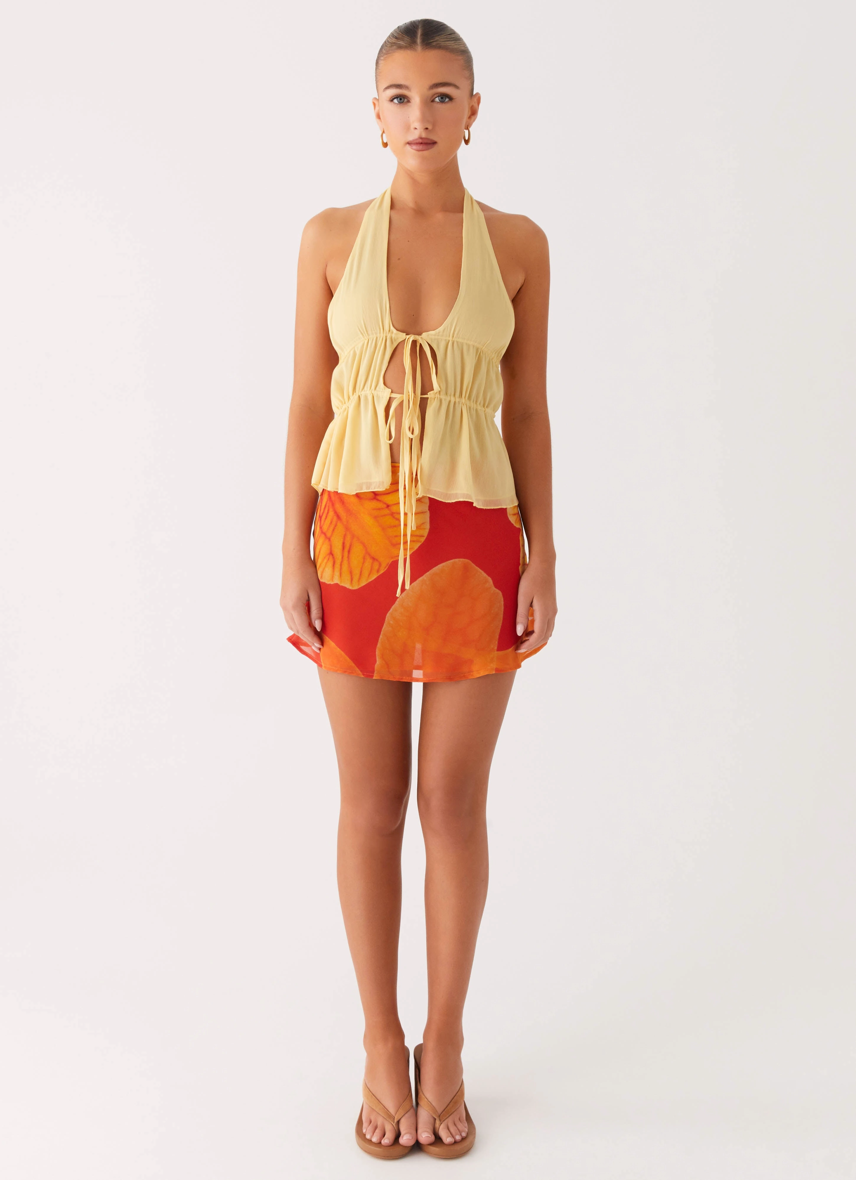Breezy Palms Mini Skirt - Serene Orange Stay Cool