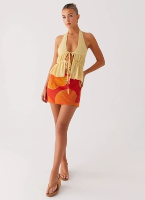 Quick Fit Wear Breezy Palms Mini Skirt - Serene Orange