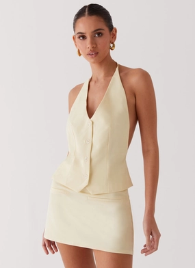 Roll Up Sleeve System Sarah Halterneck Vest Top - Butter