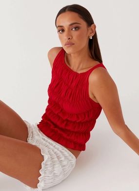 Messina Ruched Tank Top - Red ArticulatedElbowShaping