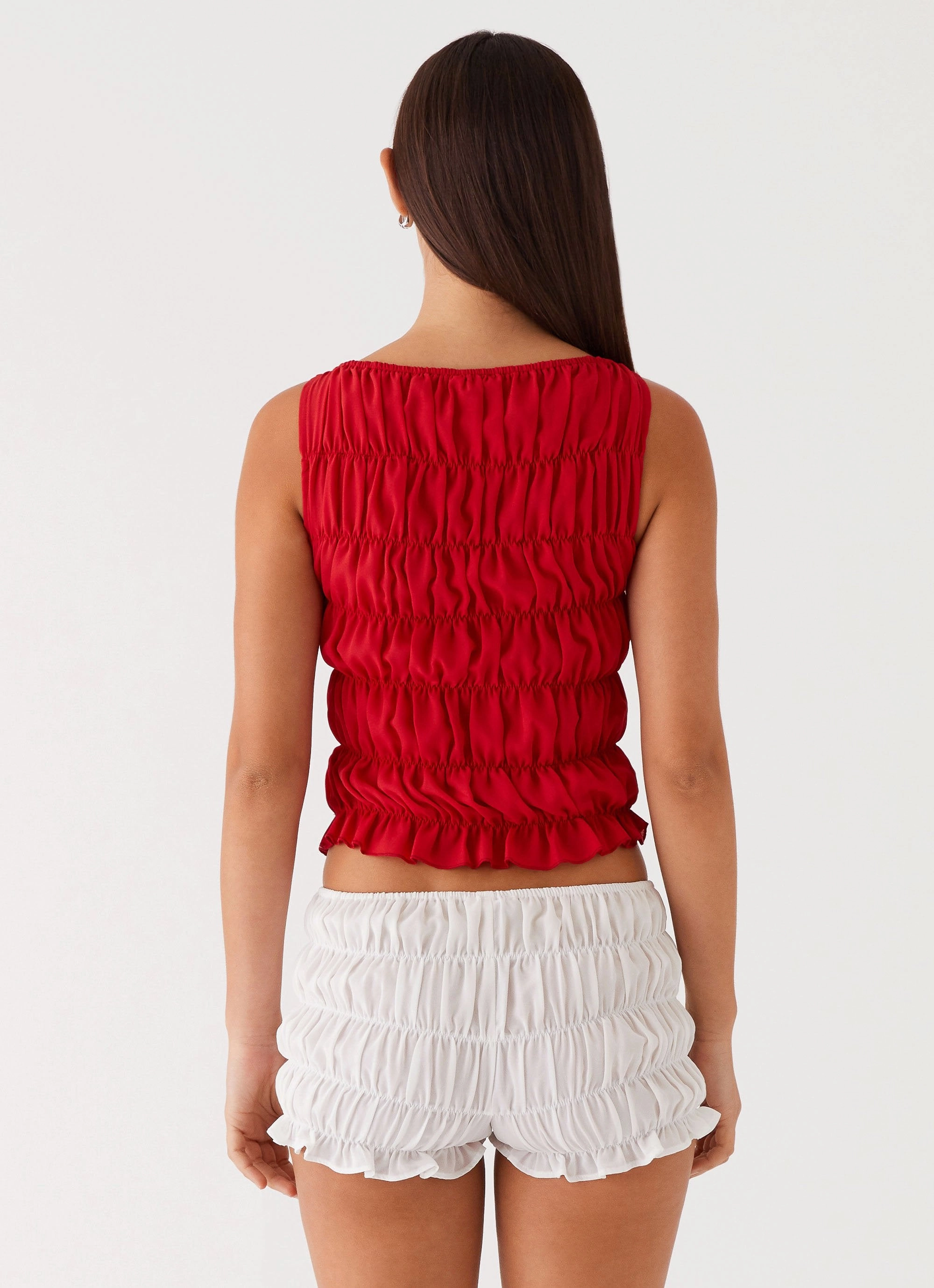 Messina Ruched Tank Top - Red summer top Daily Wear