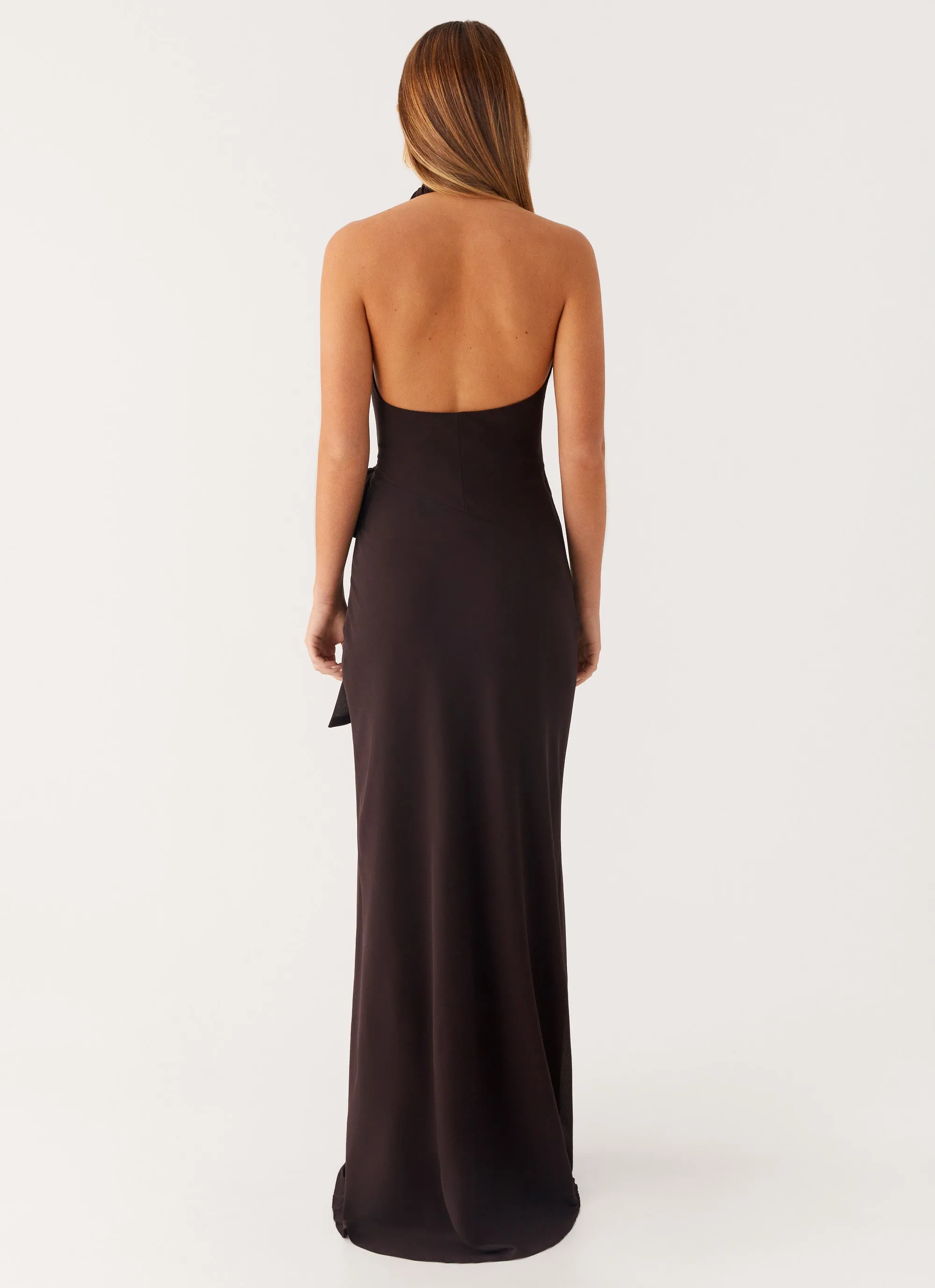So Chic Maxi Dress - Cool Chocolate Drapey Fabric Chic Layering