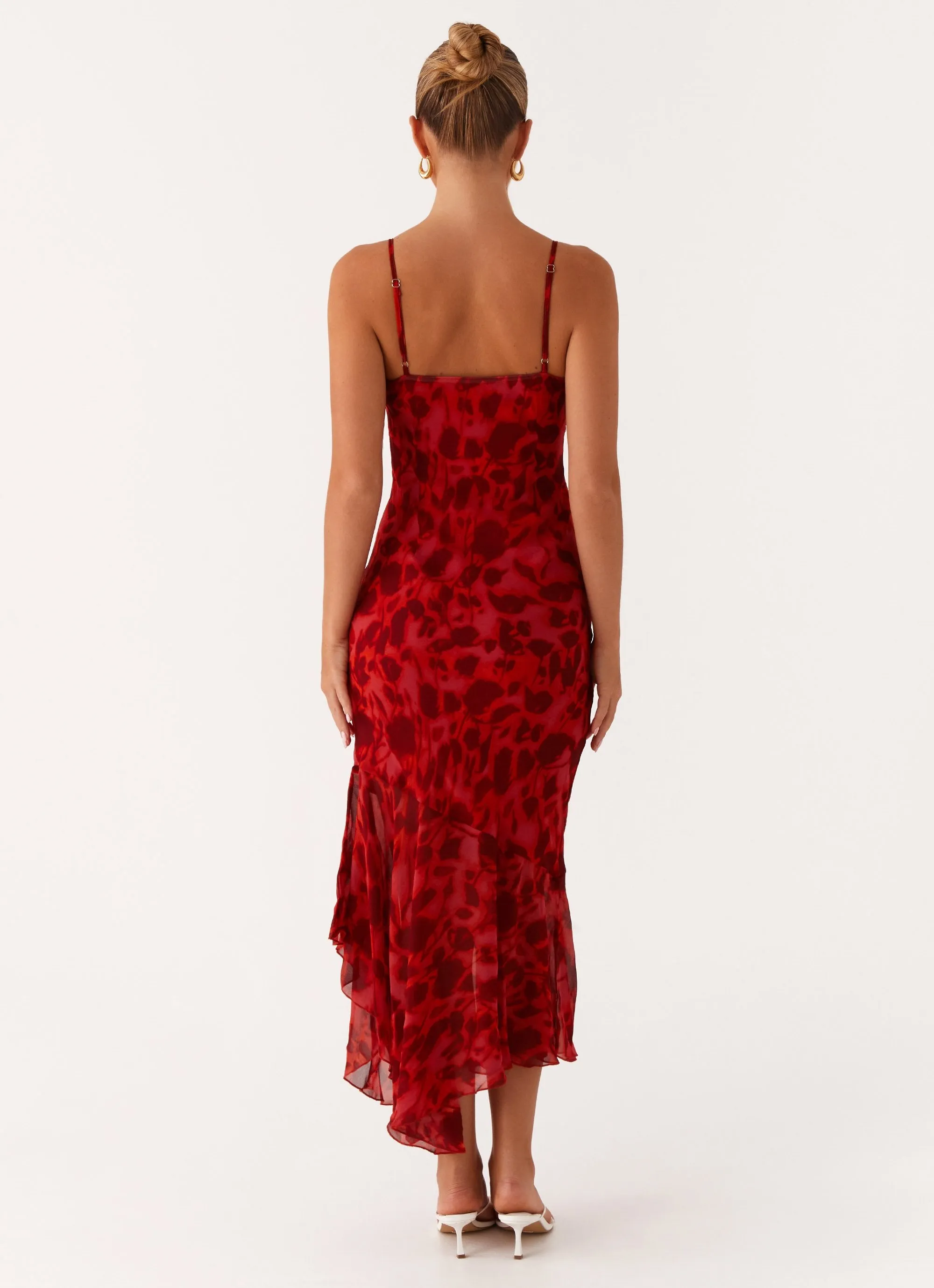 Layer Ready Sally Midi Dress - Deep Red Floral