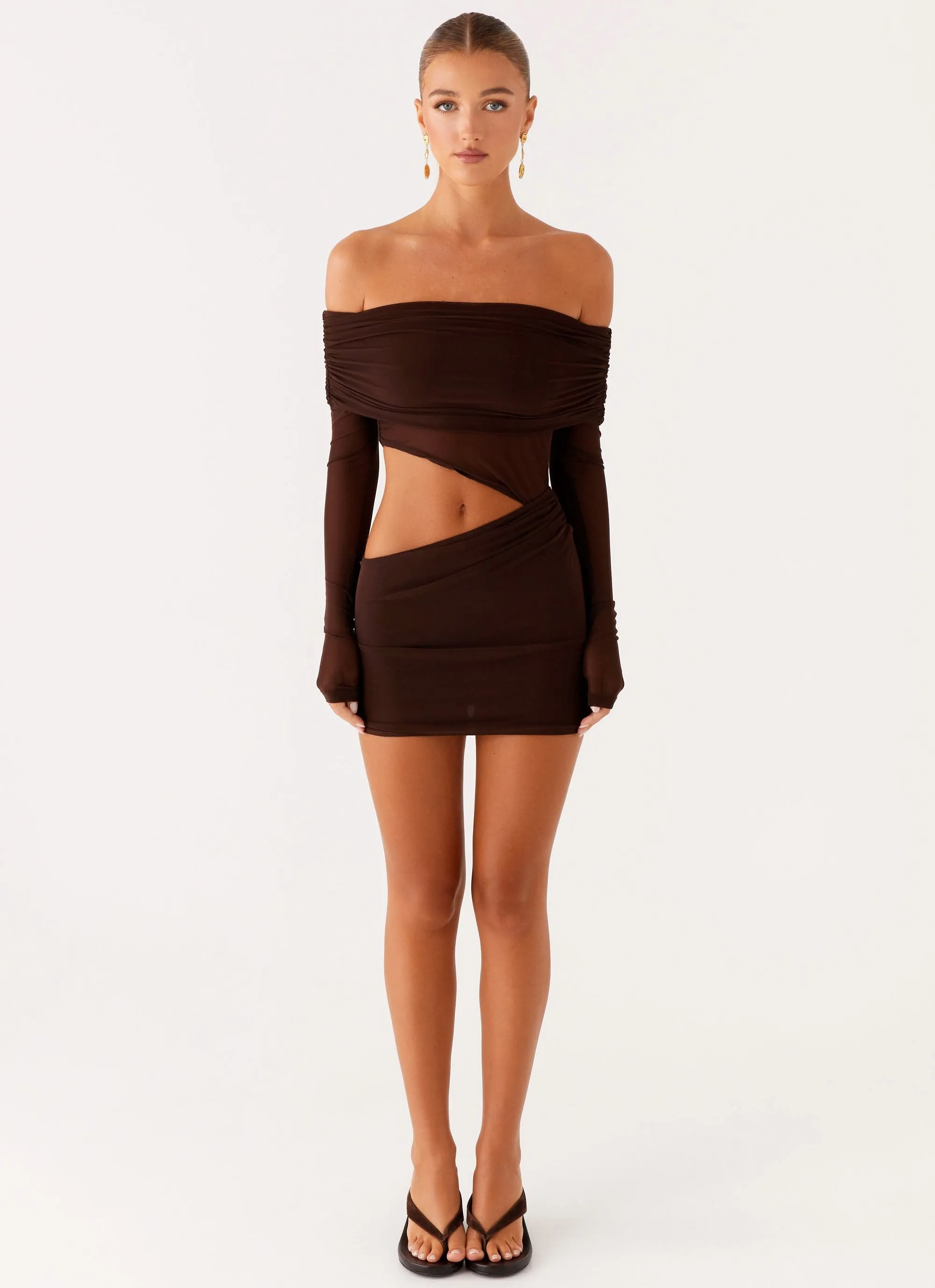 Emery Mini Dress - Chocolate Subtle Stitch