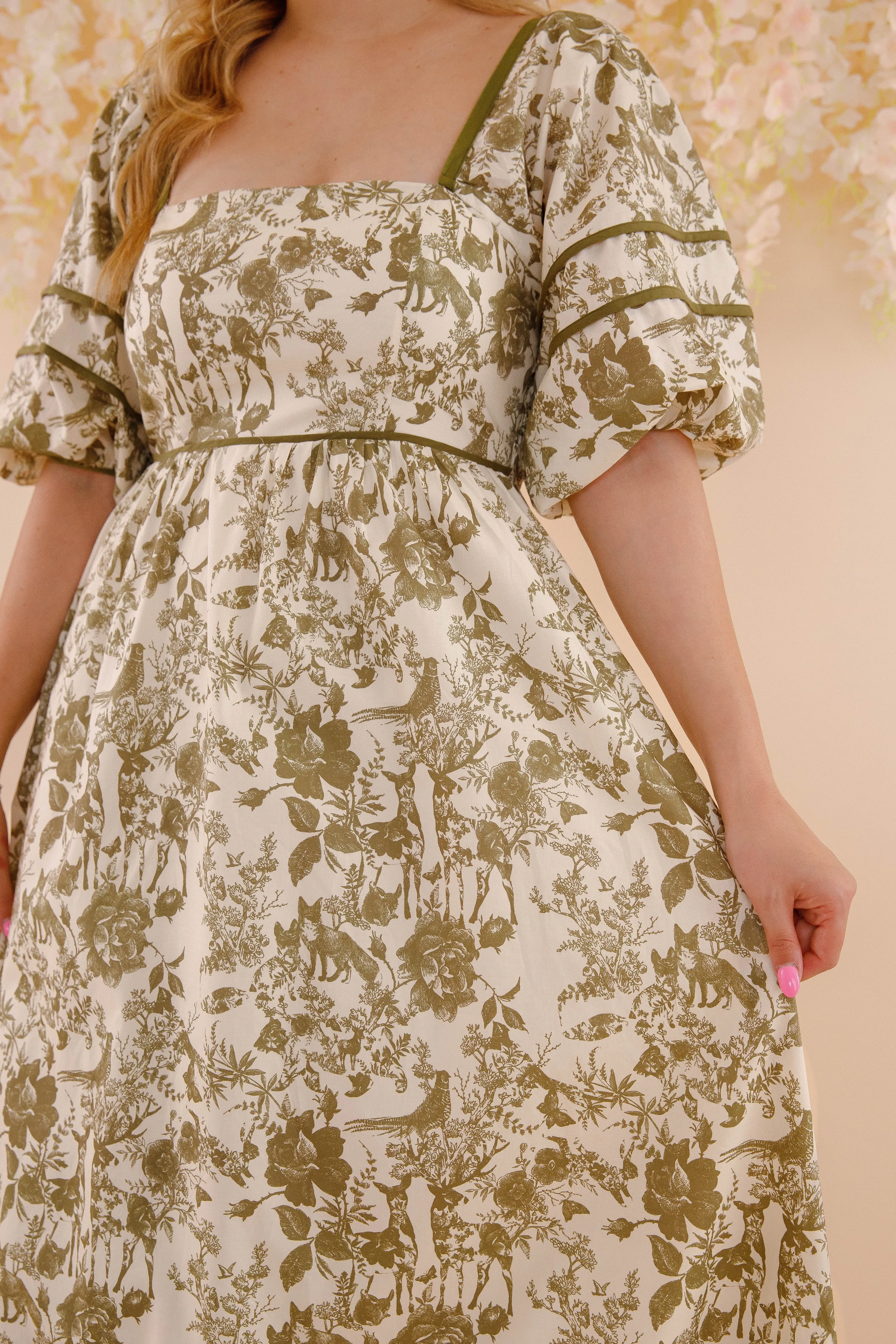 Fashion-Forward Feminine empire waist dress Follow Your Instincts Maxi Dress-Olive