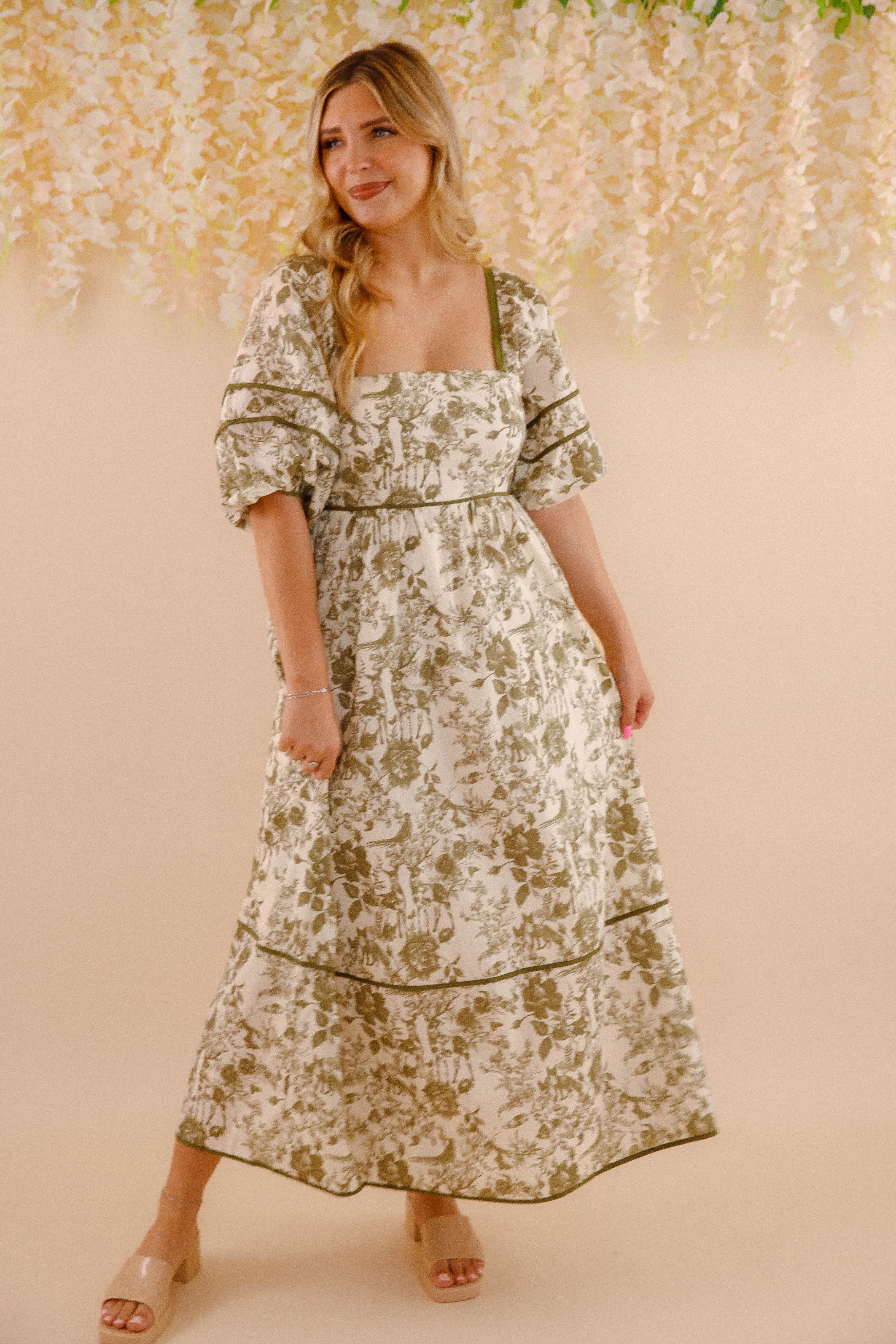 Follow Your Instincts Maxi Dress-Olive wrap waist Elegant Fit