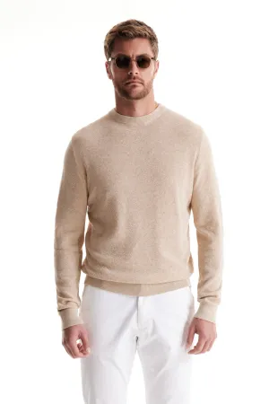Soft Cloth Crewneck Sweater in Birdseye Jersey - Crema