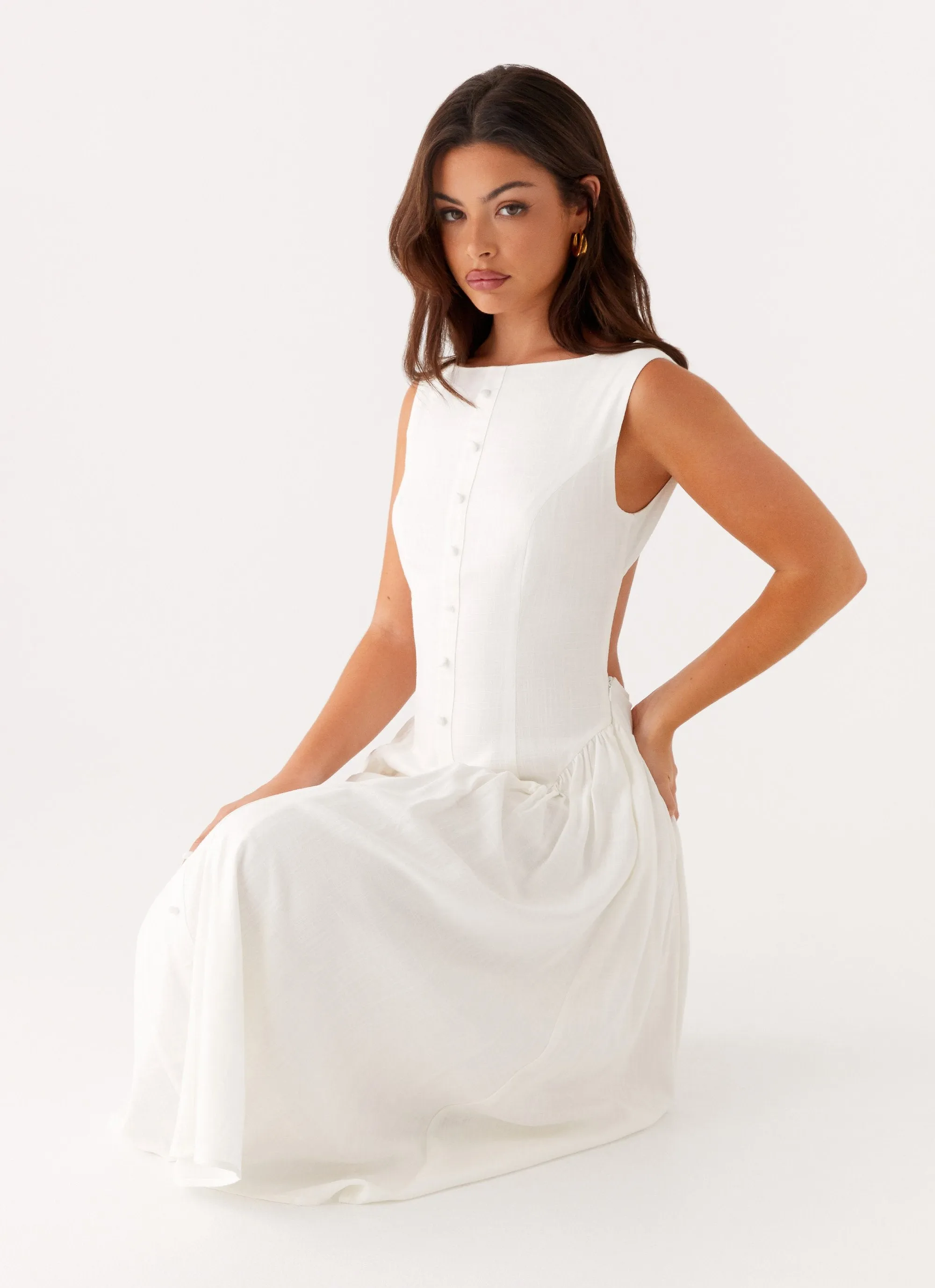 Maylah Midi Dress - White Warm Touch Midi-Length