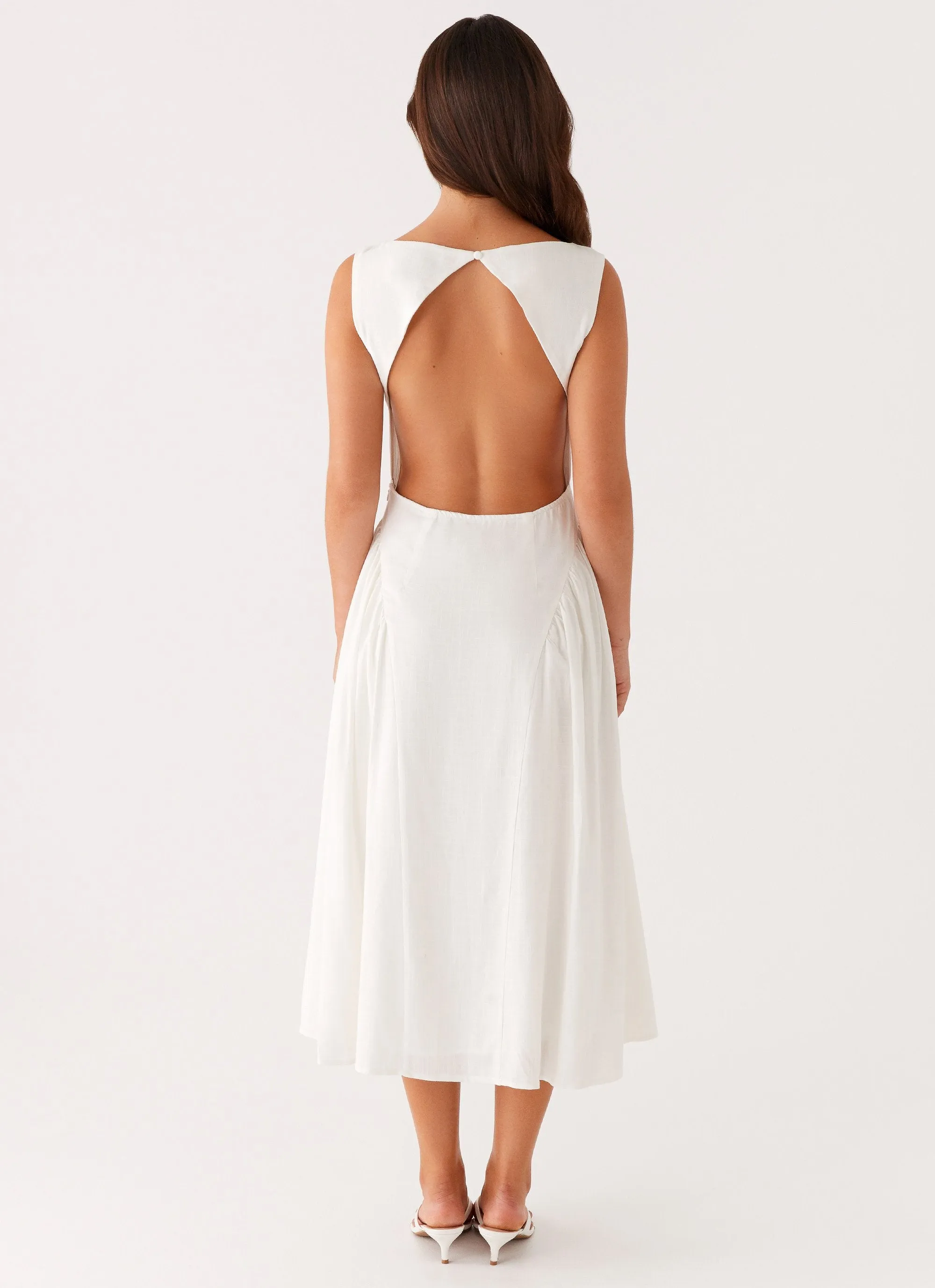 Maylah Midi Dress - White Natural Aesthetic Cozy Wearable