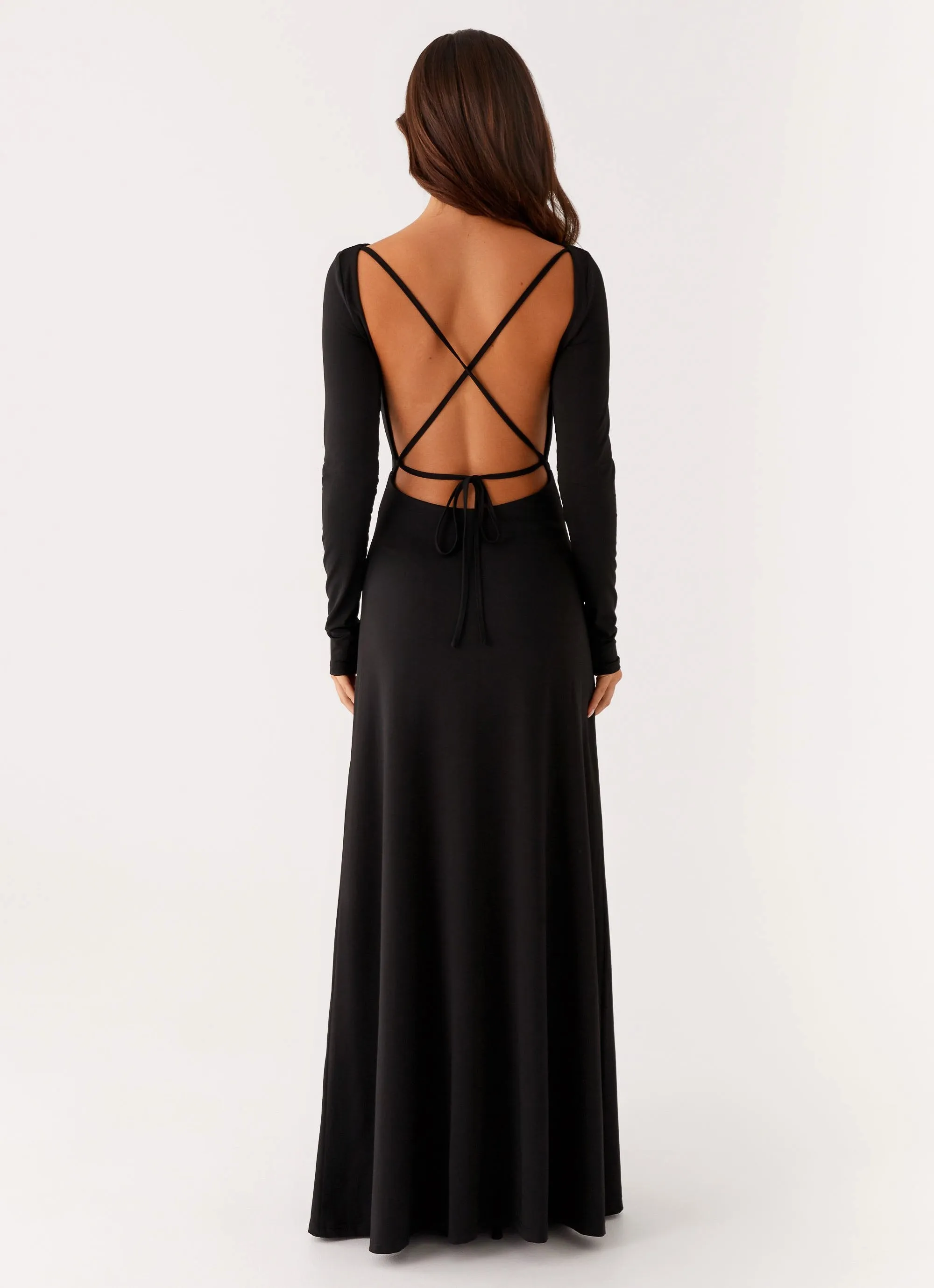 Curve-Enhancing Breath Soft Peru Maxi Dress - Black