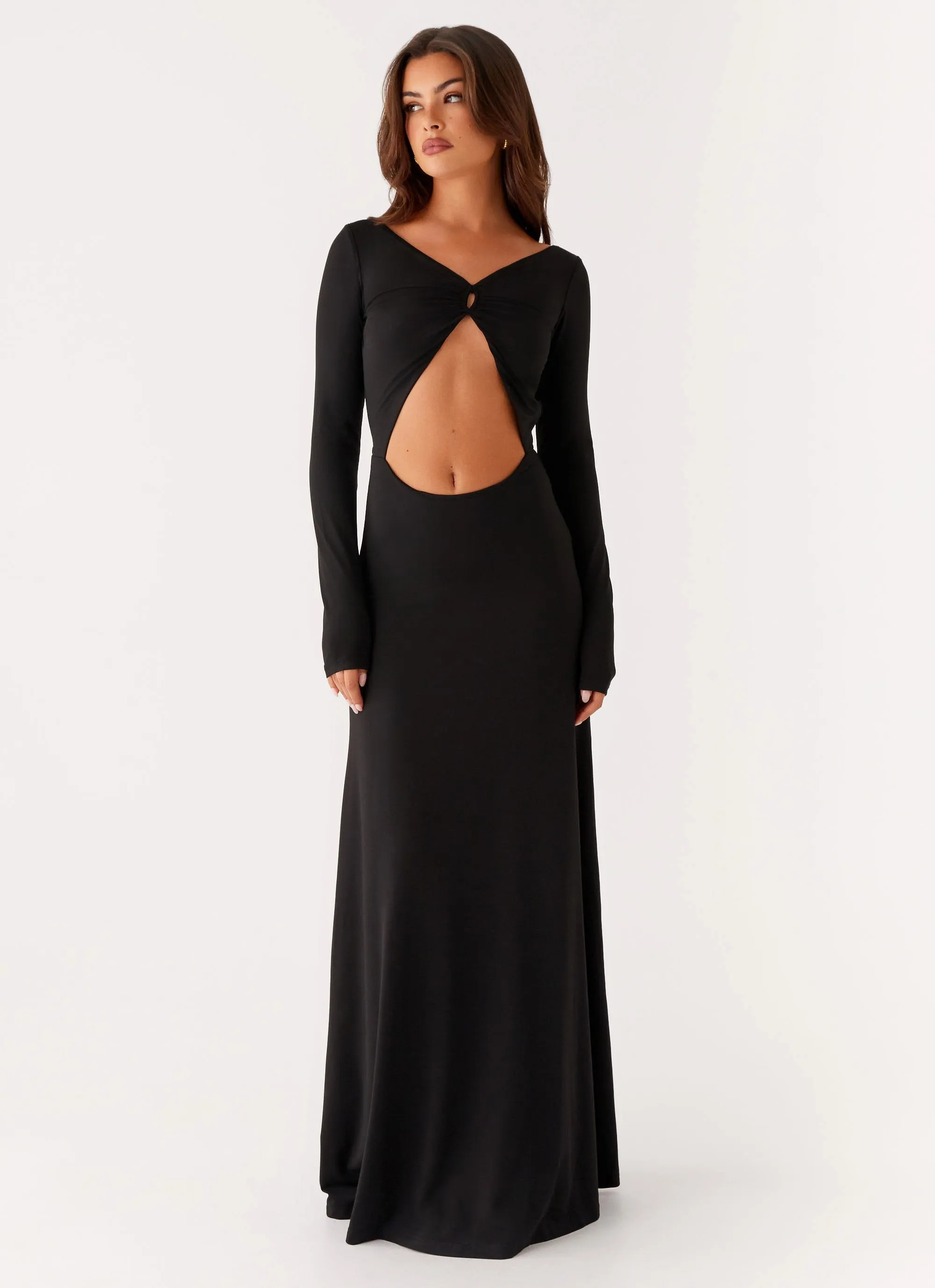 Back Glow Style Base Peru Maxi Dress - Black