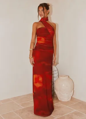 Songbird Maxi Dress - Scarlet Blur soft fit Lace Soft